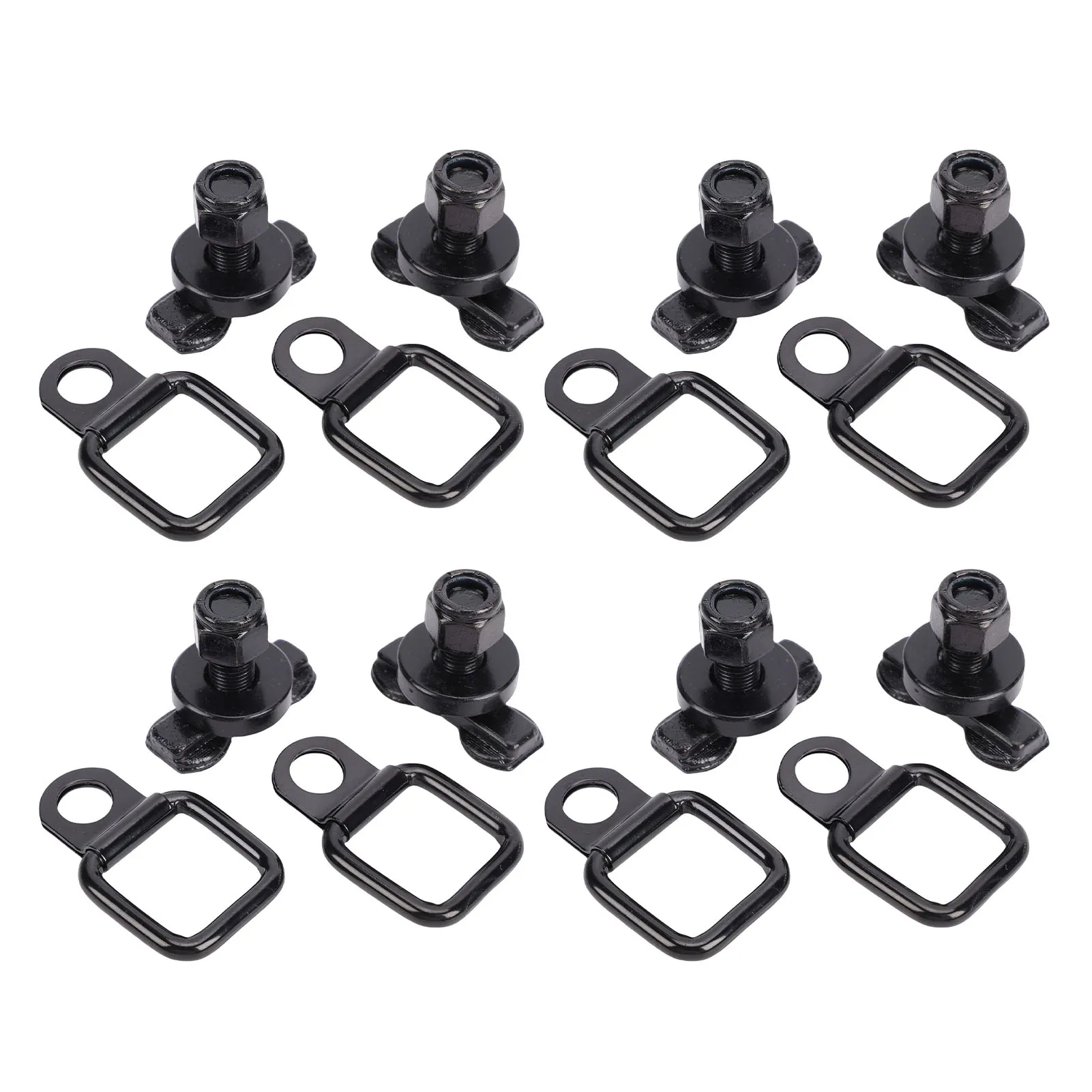 

L Track Double Lug Threaded Stud Nut Fitting with Tie Down Anchor Hook Ring for Truck Bed Trailer Pickup RV ATV