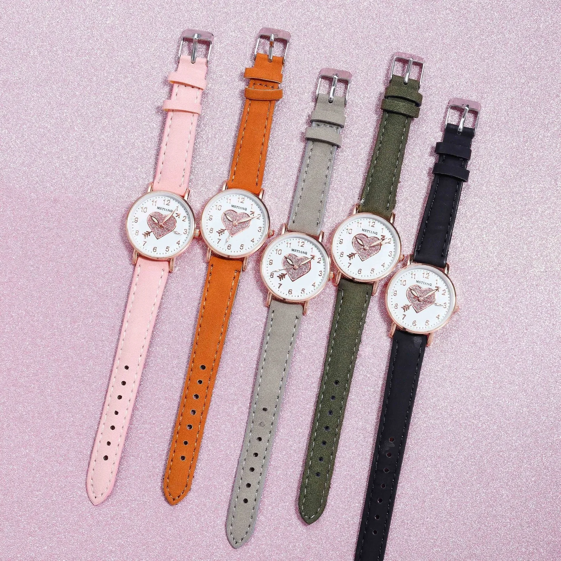 New Luxury Frosted Leather Strap Watch Women Fashion Casual Simple Small Dial Quartz Chronograph Ladies Watch(No box no bracelet