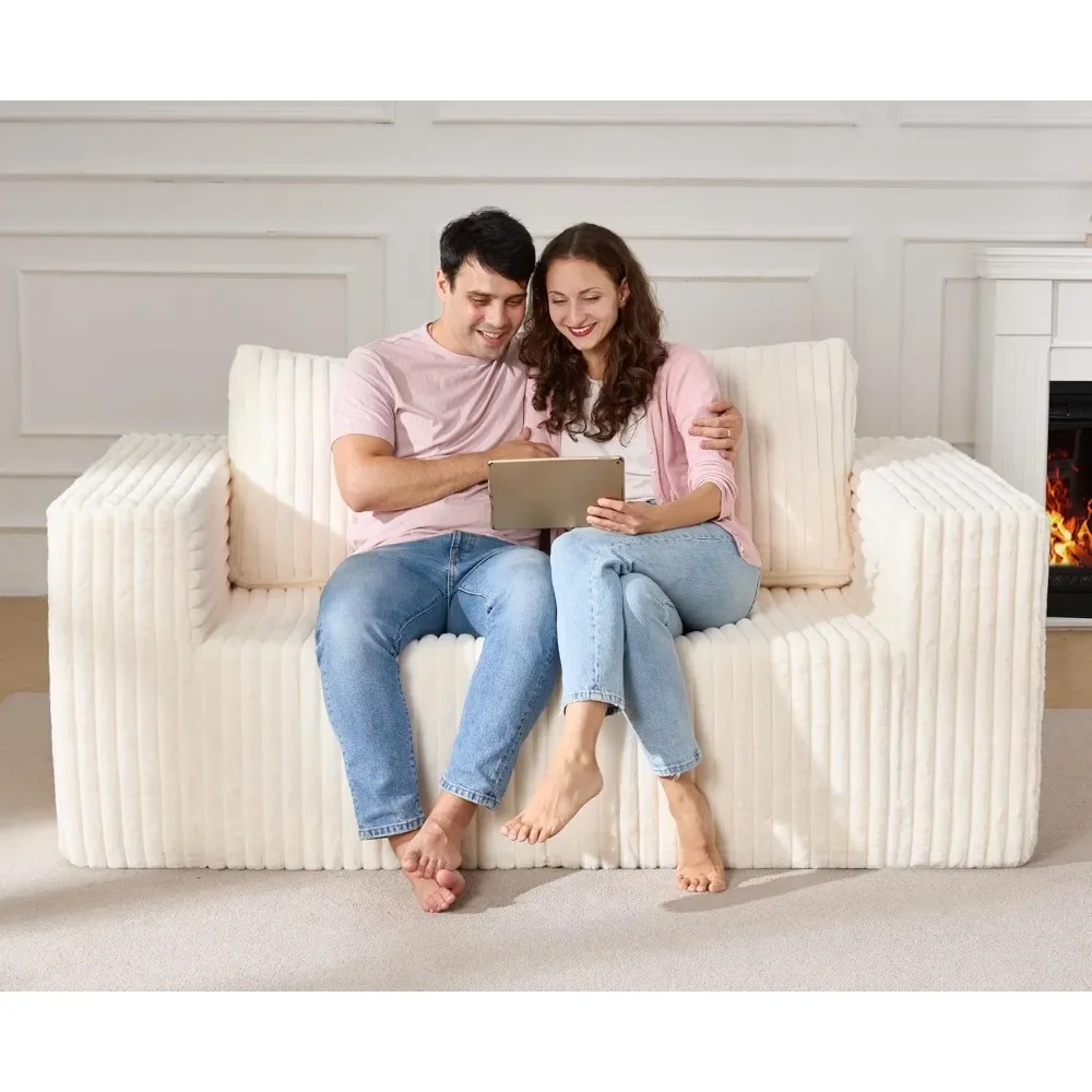 أريكة مقسمة معيارية بمقعدين، أريكة معيارية بمقعدين مع كرسي سحابة من إسفنج الذاكرة بمقعد عميق مع وسائد مقطعية كبيرة الحجم #3