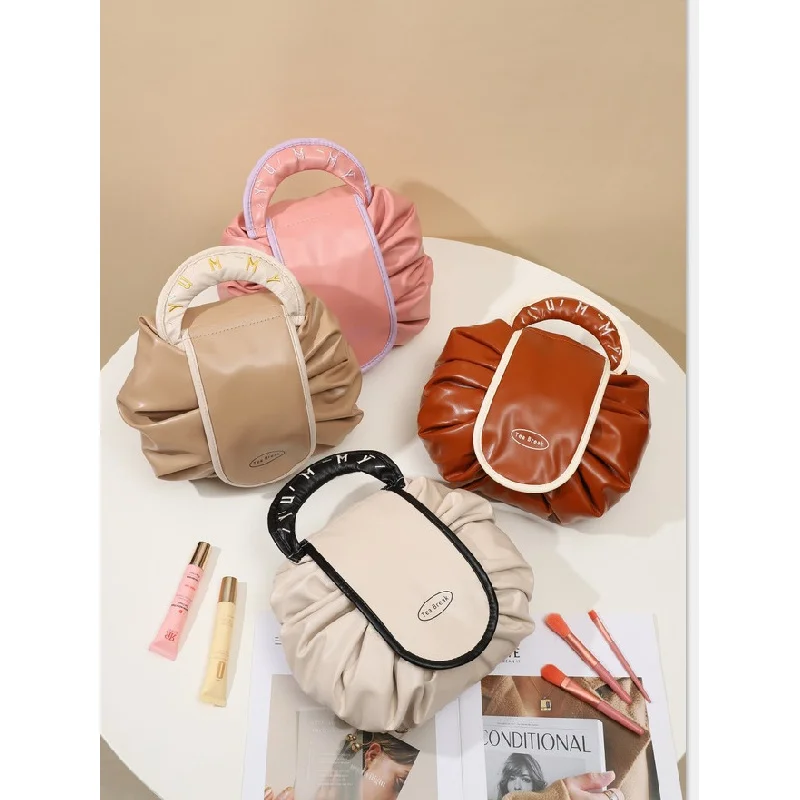 2025, Lazy Make-up-Tasche, große Kapazität, tragbare Aufbewahrungstasche, Reise-Aufbewahrungstasche, Tasche mit Kordelzug, wasserdichter Waschraum