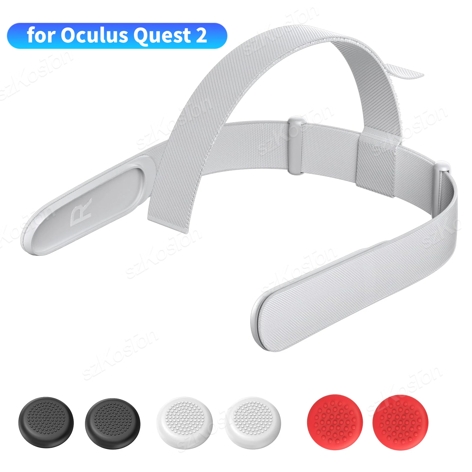 Replacement Original Head Strap for Oculus Quest 2 VR Headset with 6Pcs Controller Thumb Grip Caps for Meta Quest 2 Accessories