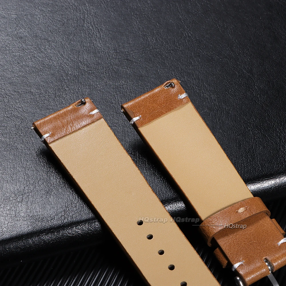 Retro pulseira de couro genuíno cera óleo couro pulseira liberação rápida 18mm 20mm 22mm 24mm alta qualidade pulseira relógio negócios