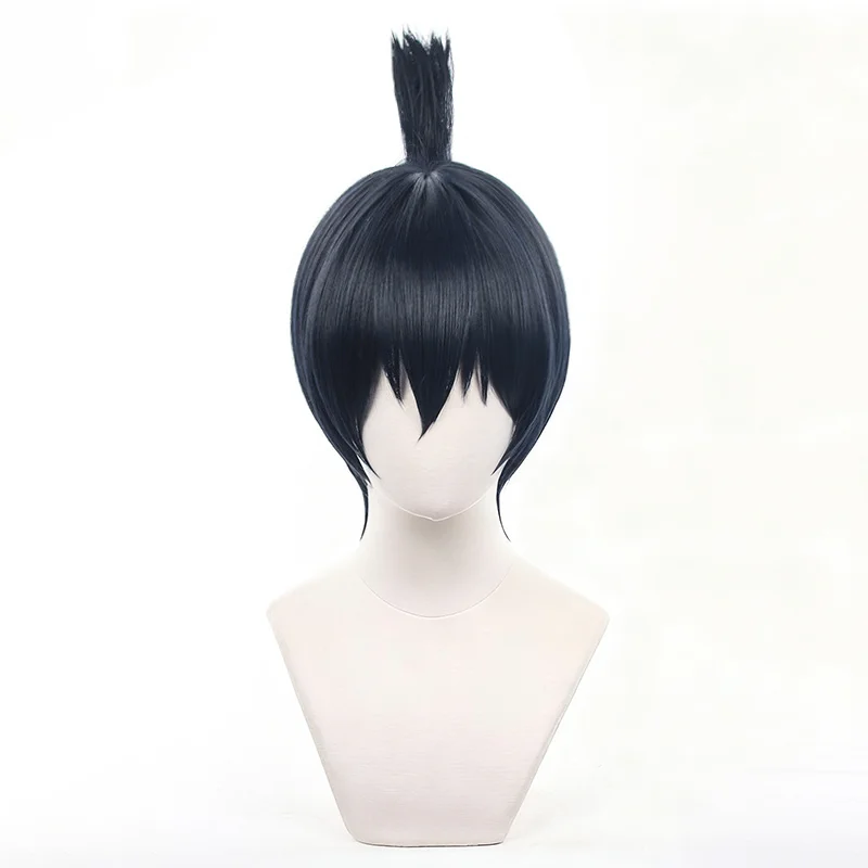 Peluca de motosierra de Anime para hombre Hayakawa Aki, peluca de Cosplay para adultos, pelo corto negro y azul, pelucas sintéticas resistentes al calor, accesorio de Carnaval para Halloween