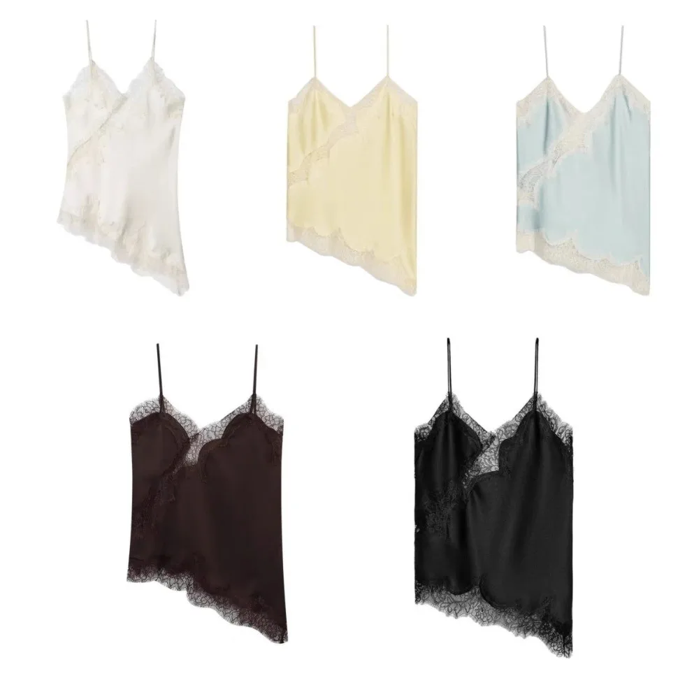 Kausalen Lose Spitze Leibchen Backless Sexy Unregelmäßige Crop Tops Französisch Stil Ärmellose Hosenträger Weste Streetwear