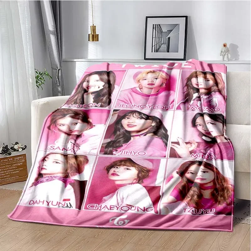 Kpop duas vezes flanela macia pelúcia lance cobertor meninas moda bonito cobertor quarto sala de estar sofá piquenique viagem cobertor presente da menina