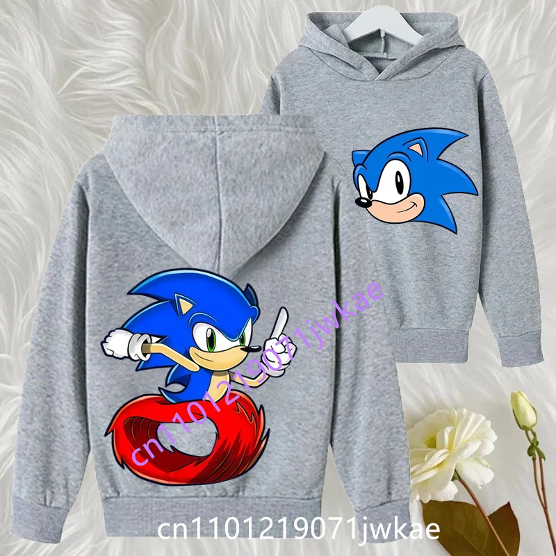 

Autumn Fashion Top Kids Clothes Gifts New Sonics Hoodies for Children Anime Cartoon Figures Printed Kawaii Sweatshirt Boys Girls