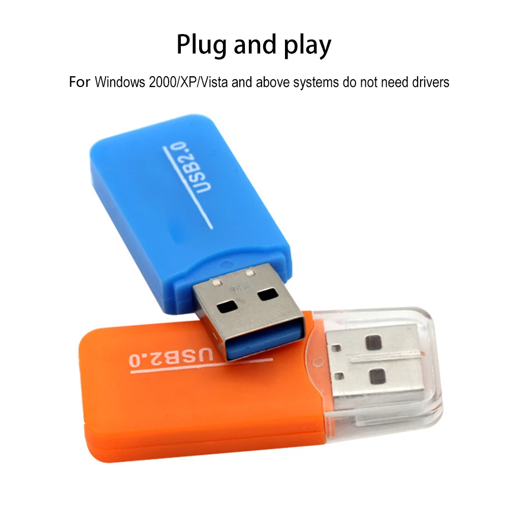 USB TF قارئ بطاقات USB 2.0 صغيرة الهاتف المحمول قارئ بطاقة الذاكرة عالية السرعة USB محول ل ملحقات للكمبيوتر المحمول لون عشوائي