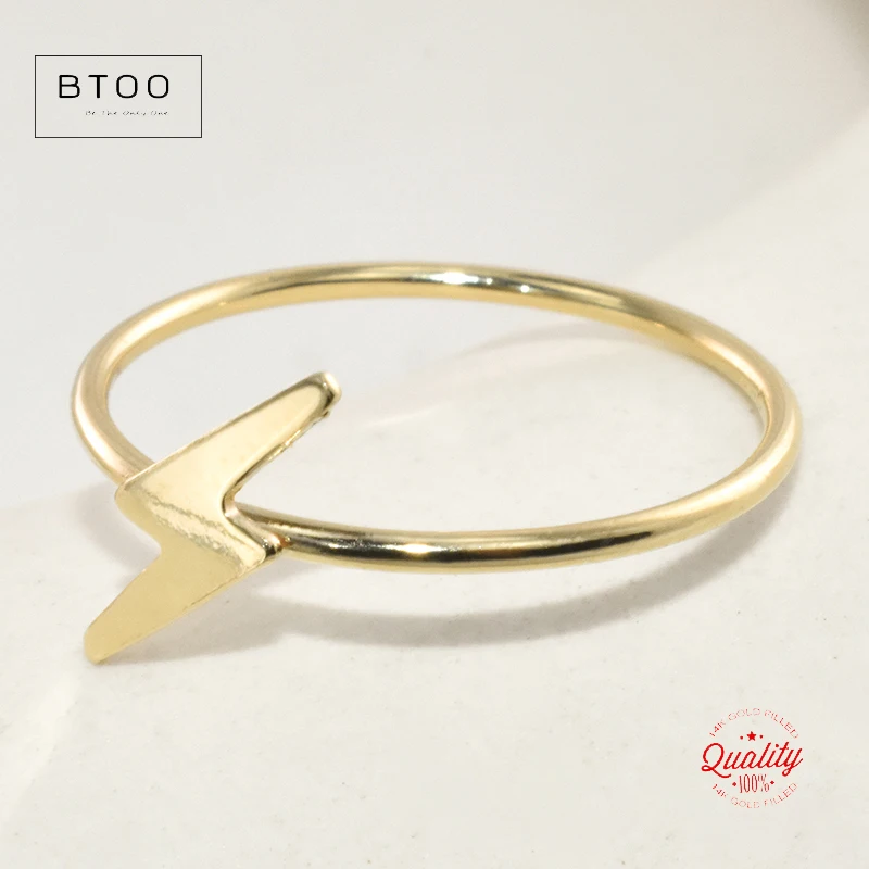 

14K Gold Filled Lightning Stacking Ring Boho Gold Jewelry Minimalist Knuckle Ring Anillos Mujer Gold Accessories Women Ring