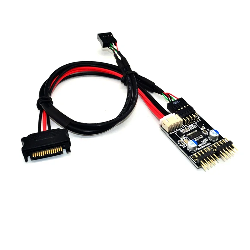 9pin USB Header 1 to 2 Extension Cable Desktop 9Pin USB HUB USB 2.0 9pin Connector Adapter Port Multiplier with SATA Power Cable