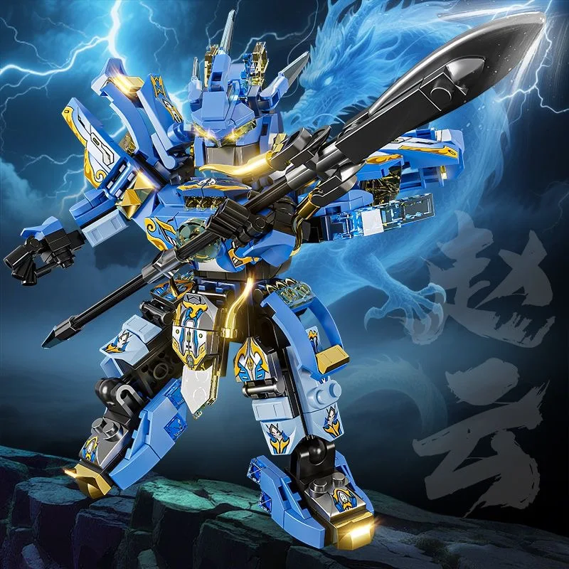 Blocs de construction de guerrier Mecha, Super héros vert Zhao Yun Robot, figurine d'action à monter soi-même, cadeau d'anniversaire et de noël pour garçons, jouet pour enfants