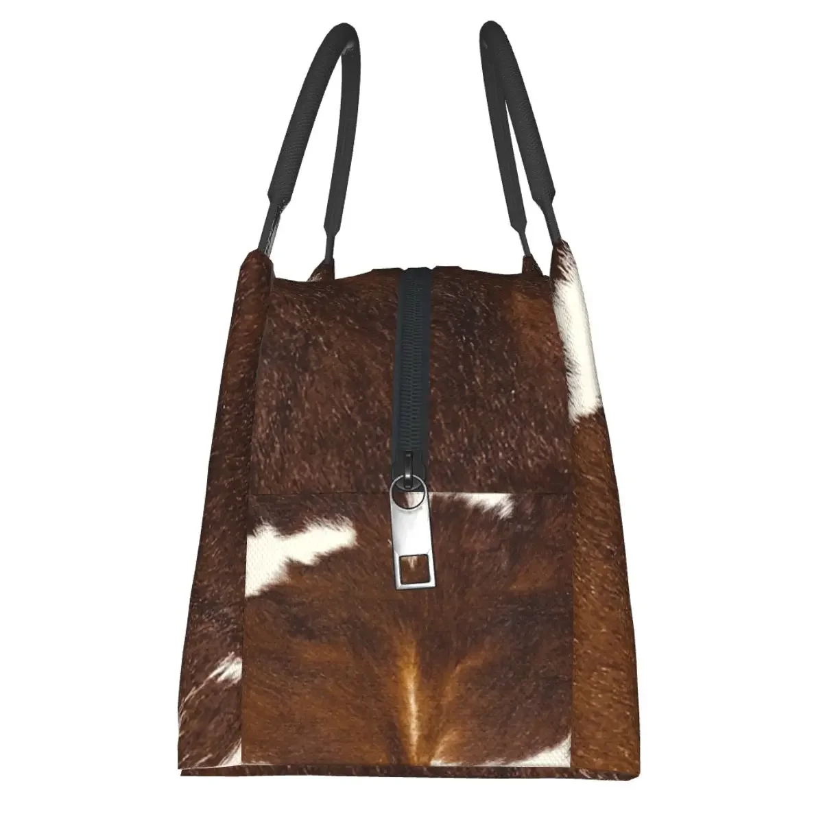 أنيق البقرة الفراء جلد البقر الملمس جلد البقر طباعة نمط أكياس الغداء بينتو صندوق مانعة للتسرب الغداء حمل أكياس نزهة برودة حقيبة حرارية