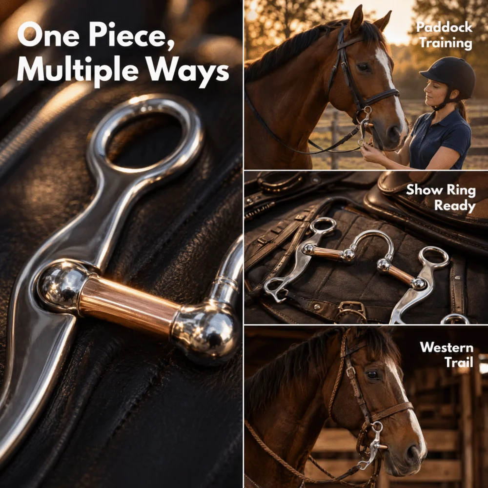 Stainless Steel Horse Snaffle Bit Wear Resistant Rose Gold Plated Horse Gag Bit Corrosion Resistant Horse Mouth Bit