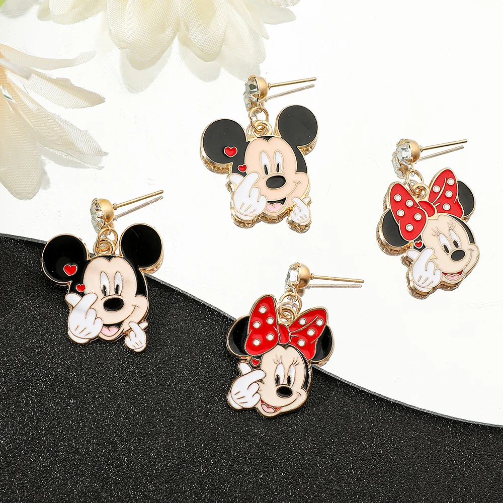 Disney Mikey Mouse Earrings Fashion Classic Mikey Minnie Mouse Ear Studs for Women Girls Birthday Jewellery Gifts ﻿