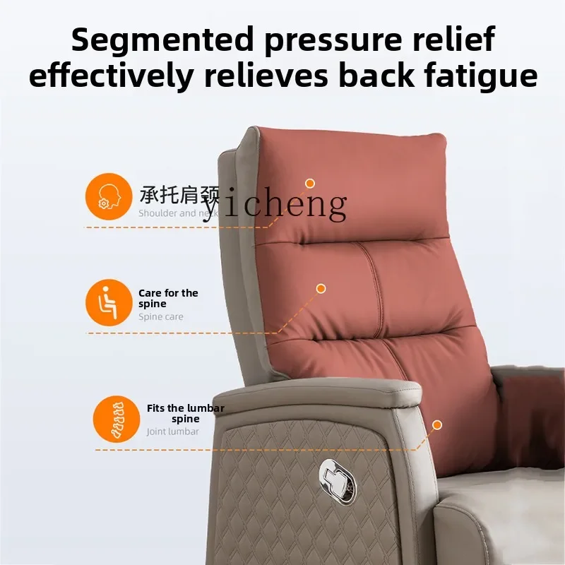 

ZZ Genuine Leather Top Layer Cowhide Business Reclining Executive Chair Comfortable Long Computer Chair