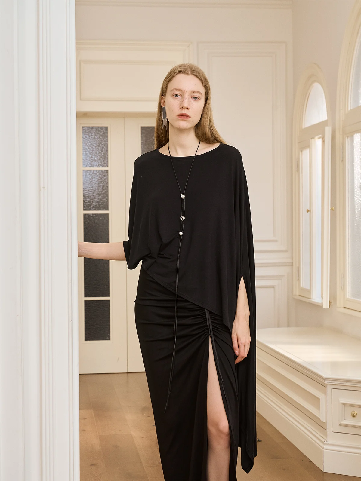 

a Kind Ego Women's Bla Cowl Ne f Tilted Garment Overhead Top Spring 2026 Casual Sle Stand Fit Ladies ort Coat