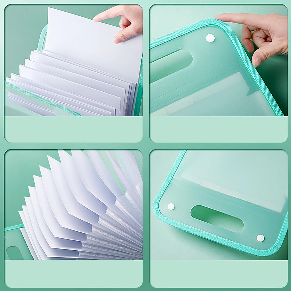 1PCS 13 Layer Vertical Hand-held Organ Bag A4 Paper File Folder Large Capacity Expanding Folder Student Data Sorting Storage Bag