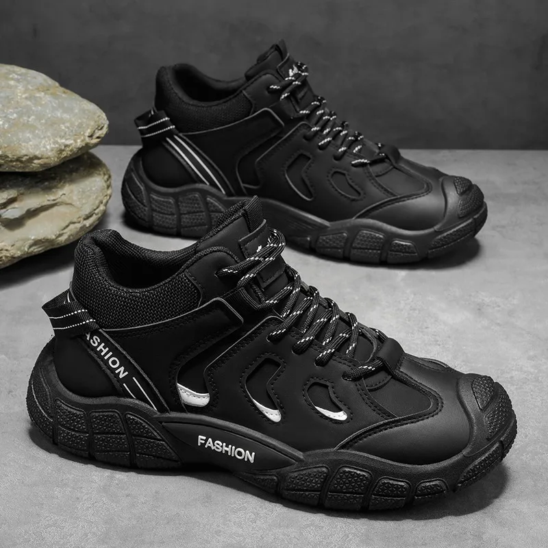 

Мужские повседневные туфли для весны и осени, уличные высокие кроссовки с защитой от скольжения и износостойкие, новые универсальные дышащие рабочие ботинки.