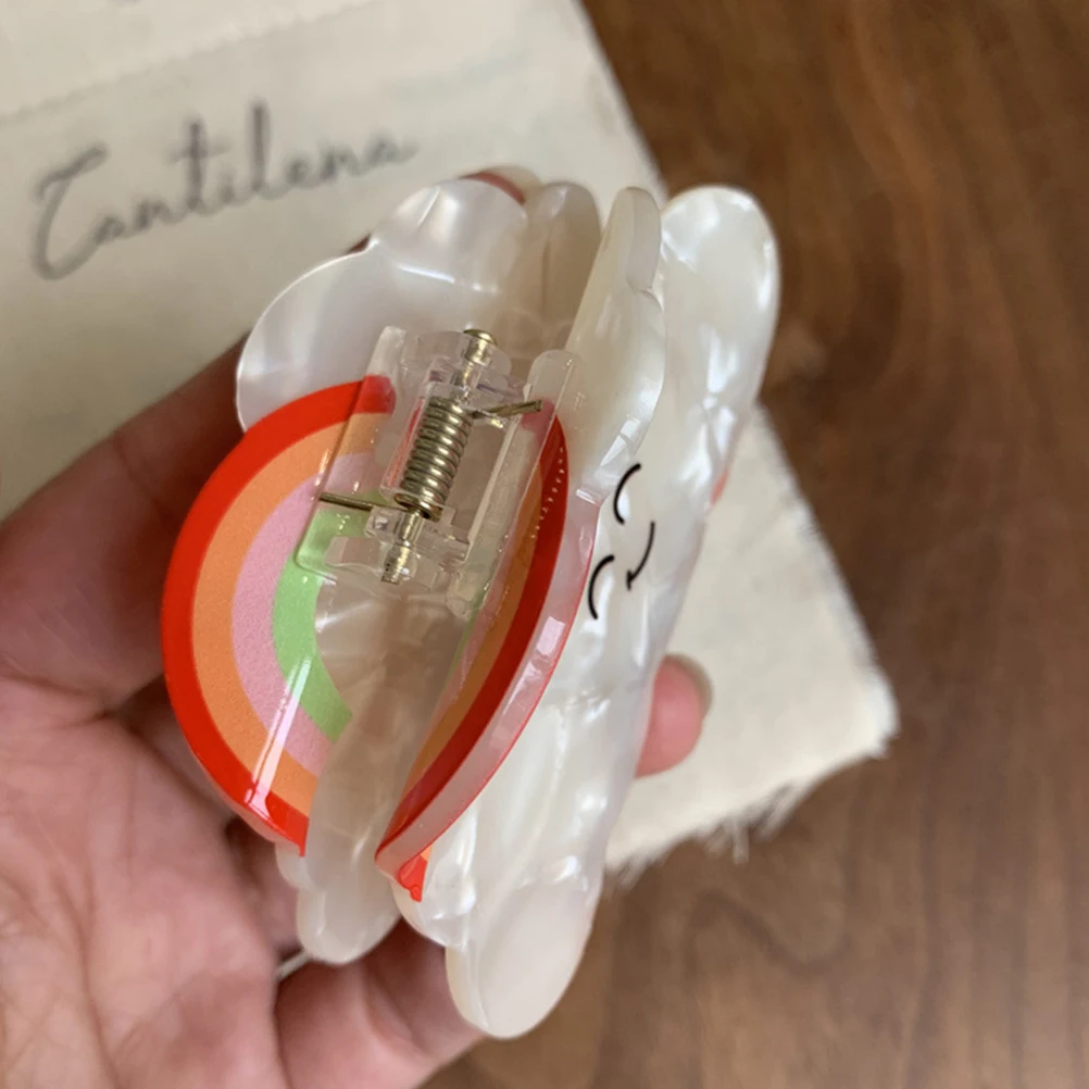 

Rainbow Hair Claw Clips 8cm Stylish Acetate Updo Shark Jaw Accessories Women Cute Decorative Practical Flexible Durable