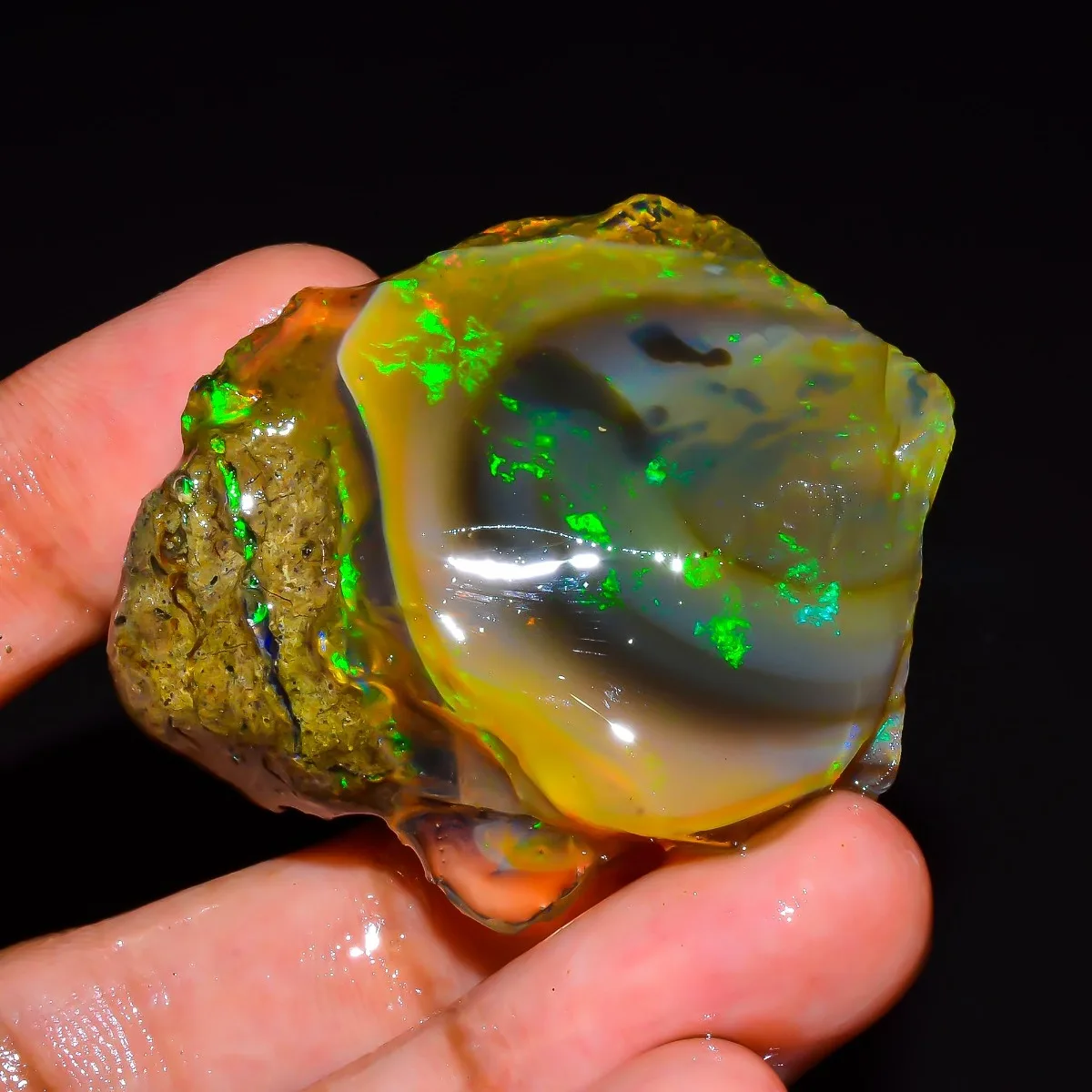 Ethiopian Opal Rough Natural 25-80CT Play Of Color Loose Gemstone Mineral Collection Randomly Selected One view 2