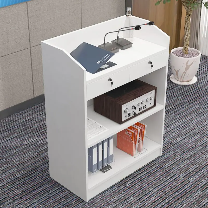 Podium: Modern and simple lecture platform, speaker desk, reception desk, emcee host, training desk, classroom lecture table, we