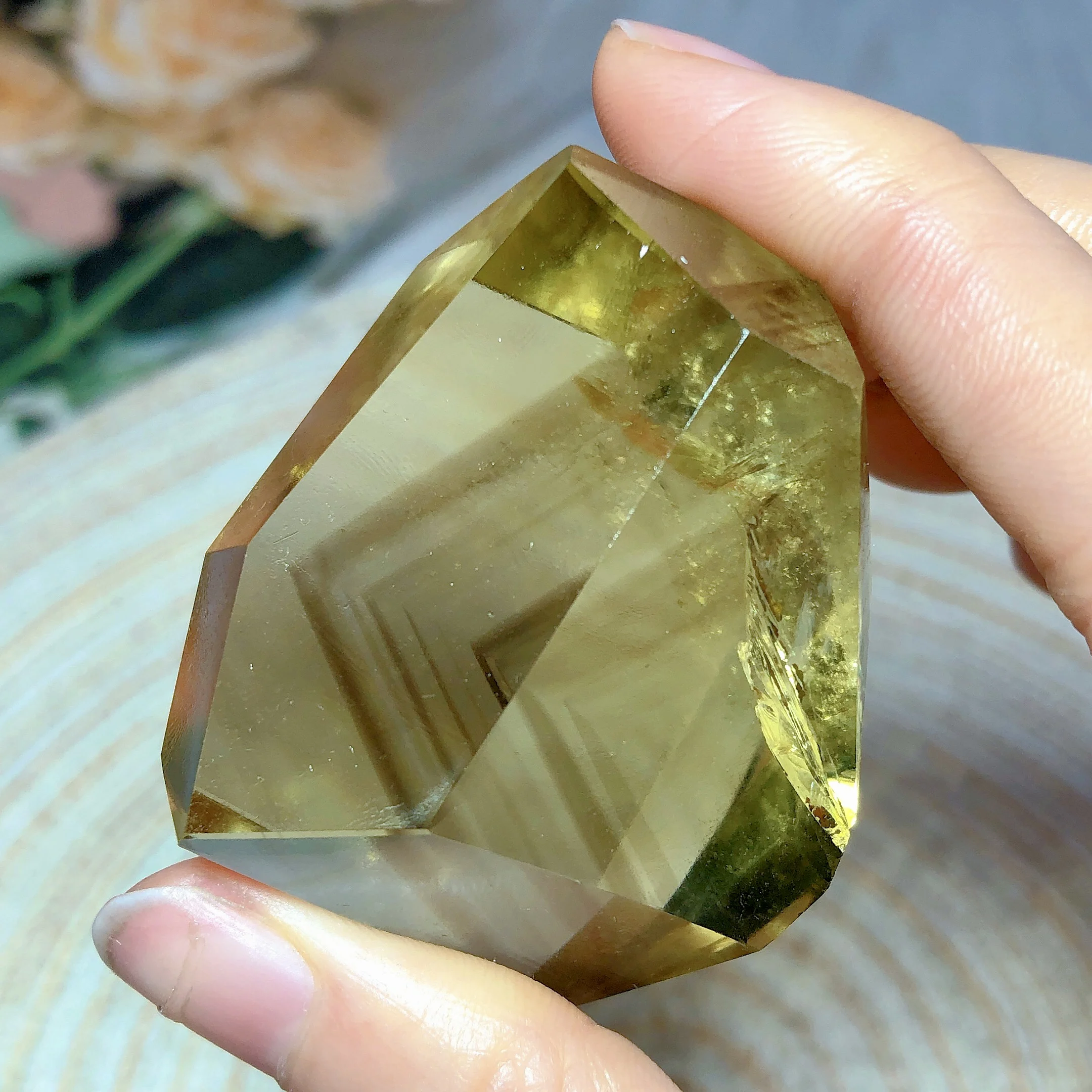Natural Smokey Citrine Freeform Mountain Rainbow Flash Bounding Polished Reiki Healing Office