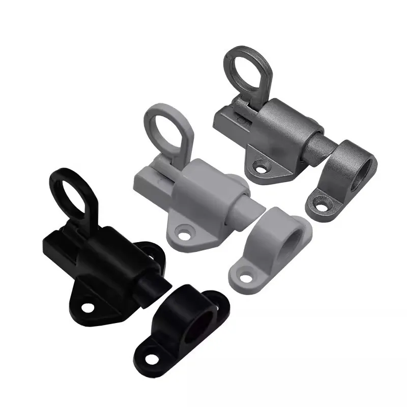 Aluminum Alloy  Window Gate Security Pull Ring Spring Bounce Door Bolt Automatic Latch Lock Black Grey Window Black/Gray/white