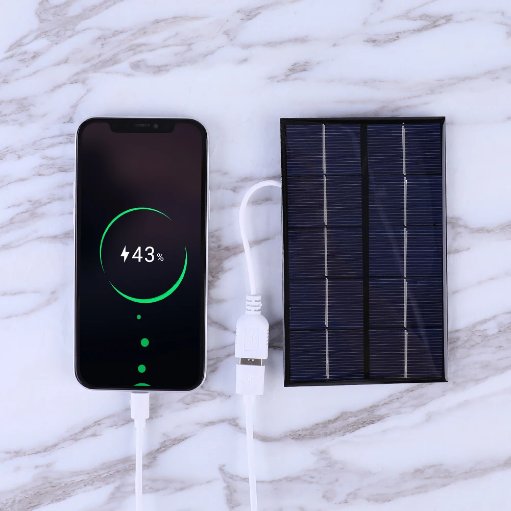 Placa Solar USB, cargador de Panel Solar de 5W y 5V, células fotovoltaicas de polisilicio para batería de 3-5V/carga de teléfono para acampar al aire libre