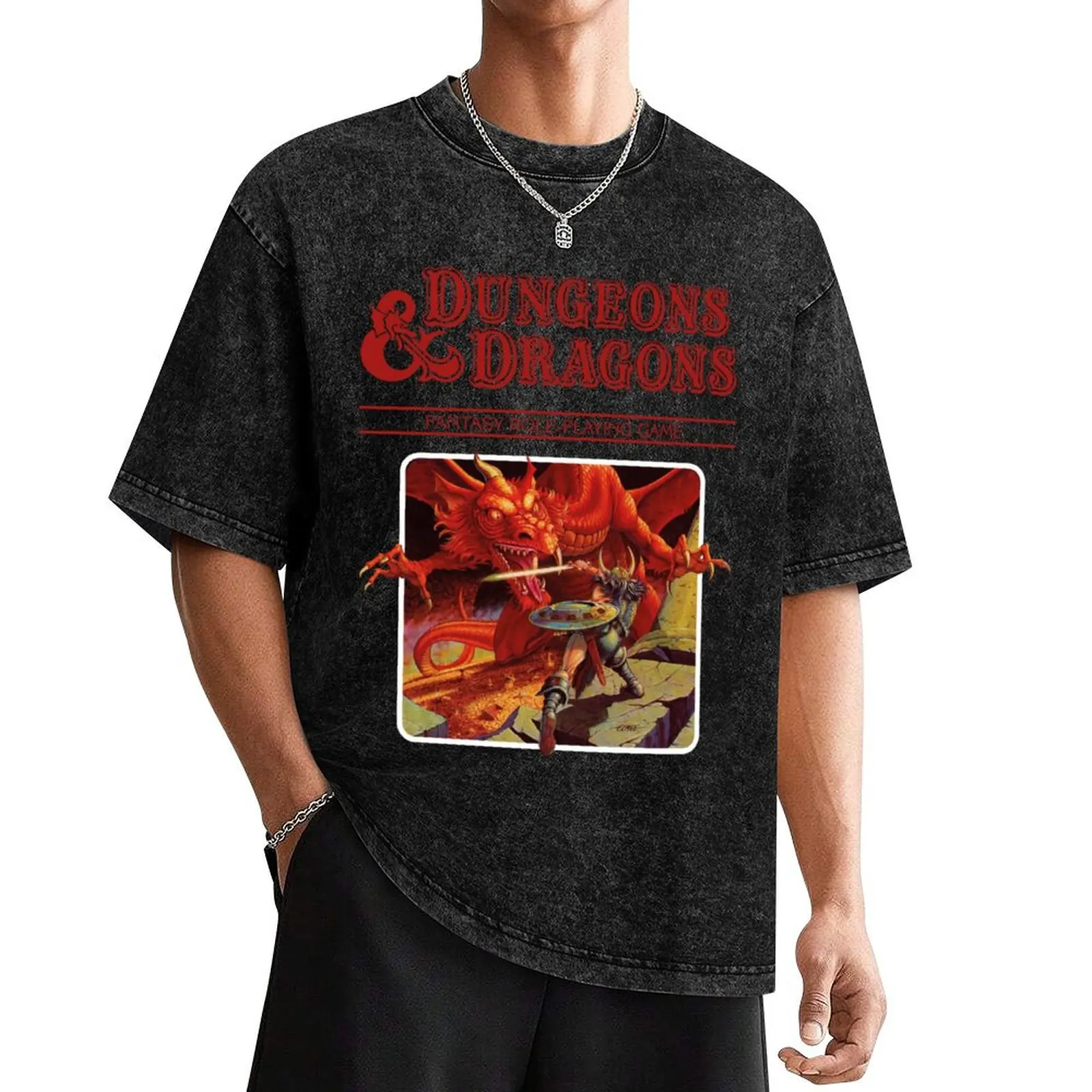 Dungeons & Dragons Base Set red Logo T-Shirt cute tops boys animal print tops mens shirts graphic tee