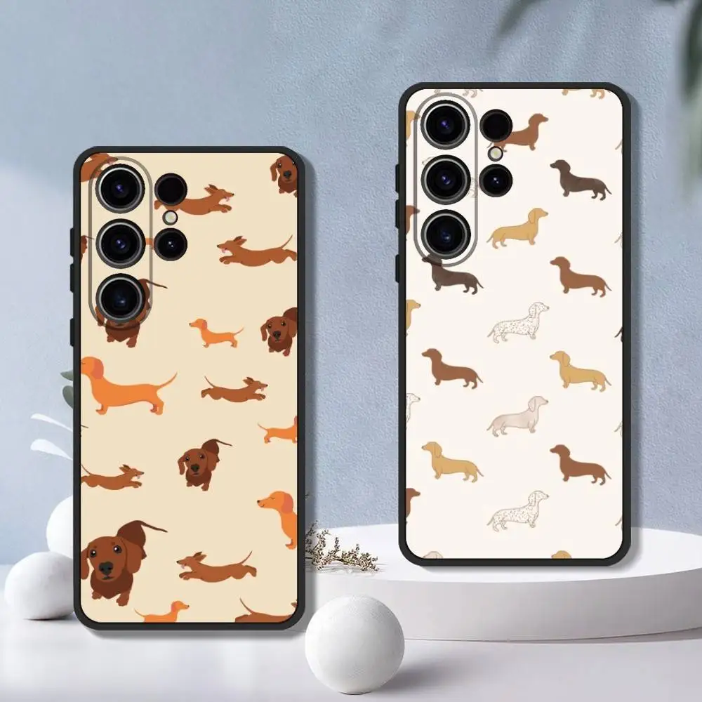 Custodia per telefono Bassotto Dog Love Custodia morbida in silicone nero per SamsungS25,24,23,22,21,30,Ultra,20,Plus,Fe,Lite,10,5G