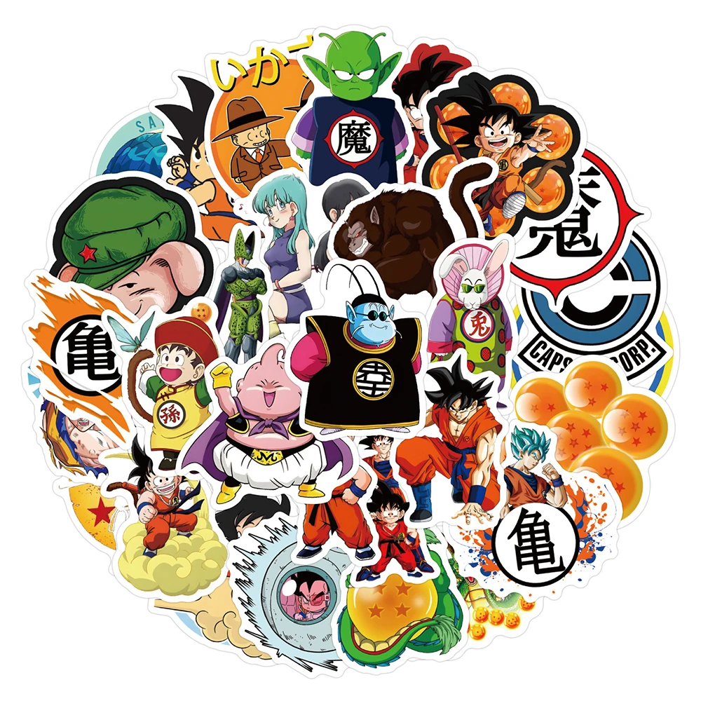 10/30/50/100PCS Dragon Ball Anime Son Goku Stickers Decoration DIY Motorcycle Notebook Phone Car Graffiti Toy Gifts Kids Sticker