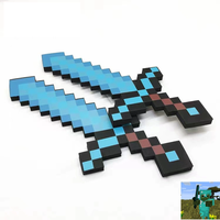 Steve Design Blue Diamond Sword Soft EVA Foam Toys Minecrafte Axe Shovel Sword Boys Lovely Toys For Children Fans Birthday Gifts