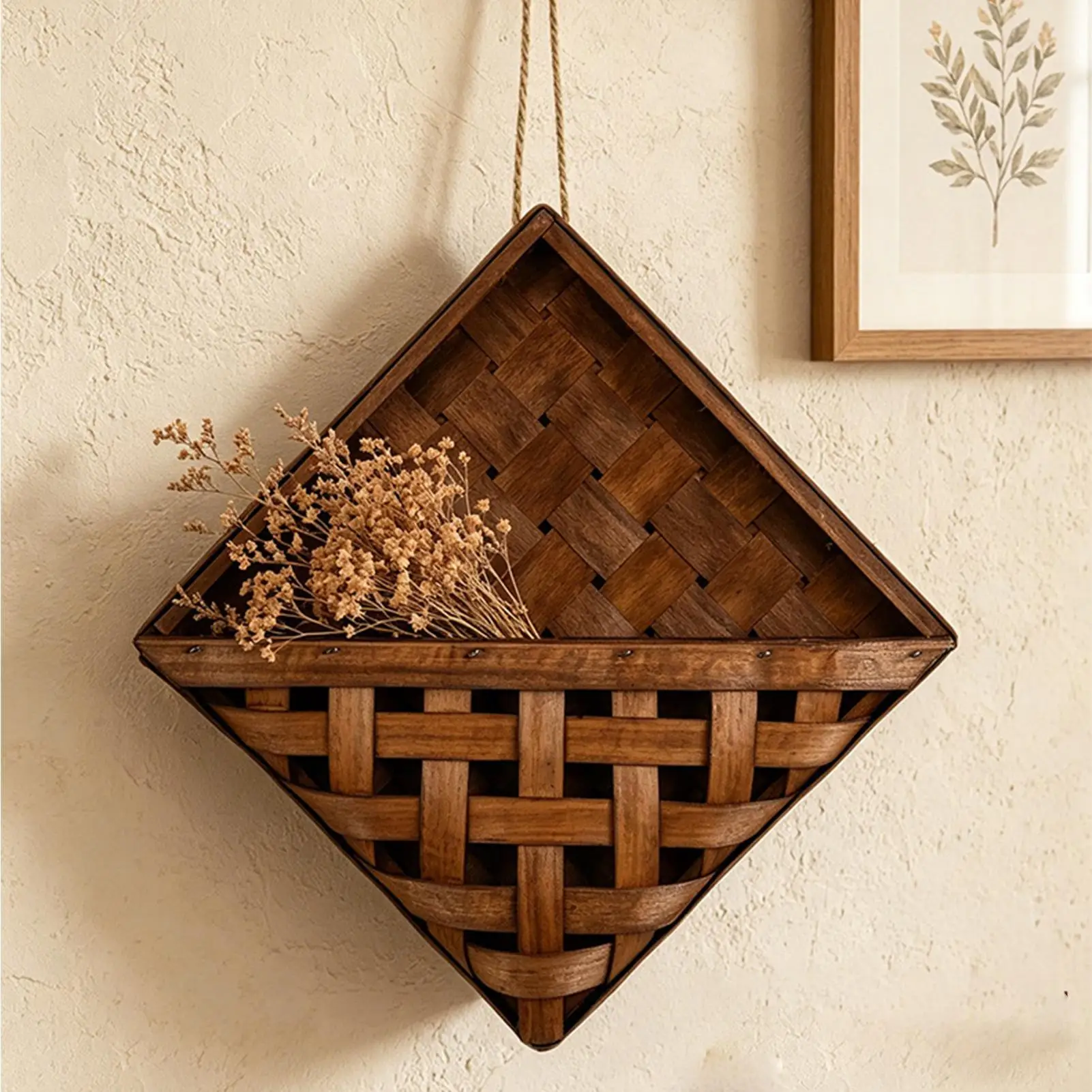 Geometric Wall Container Decorative Storage Wall Hanging Container Space Saving Brown Easy to Hang