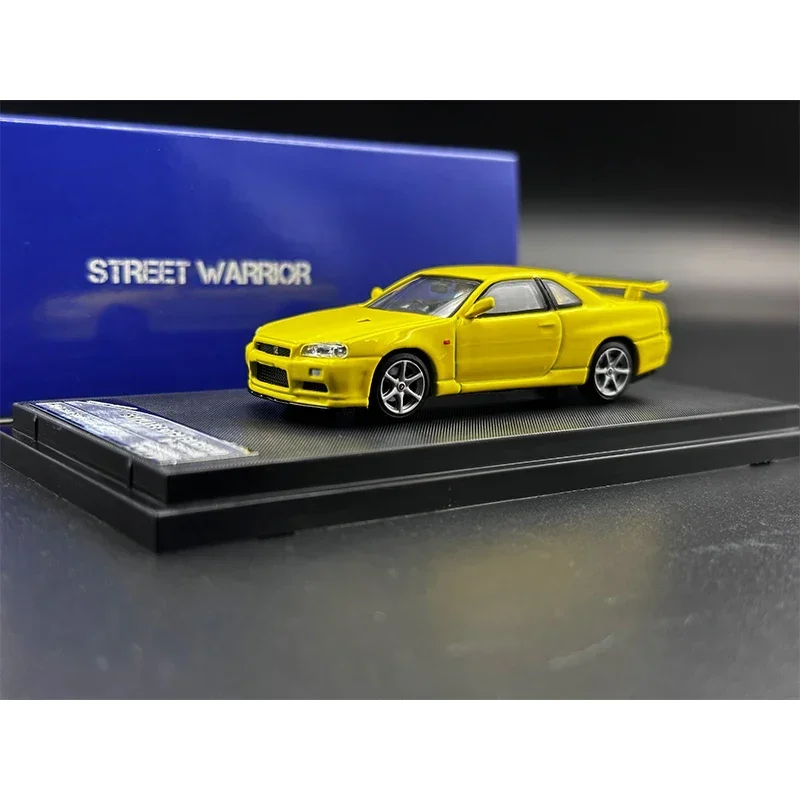 

SW In Stock 1:64 GTR R34 V Spec II BNR34 Yellow Malaysia Limited Diecast Diorama Car Model Collection Toys Street Warrior