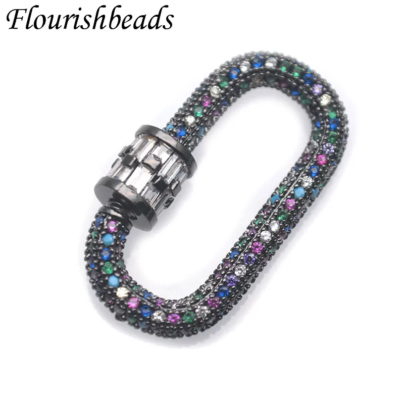 Luxury Colorful Rhinestone Paved Carabiner Screw Spring Clasp Accessories for DIY Charms Jewelry Making