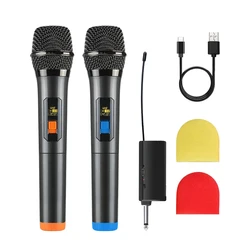 Wireless Microphone 2 Channels UHF Fixed Frequency Handheld Mic Micphone For Party Karaoke Professional Church Show Meeting