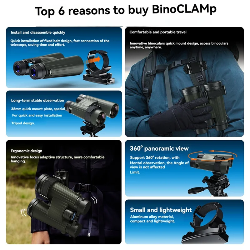 VO-望遠鏡マウント 38MM クイックリリースプレート 1/4 ネジサポート 360 °   回転単眼鏡双眼鏡バックパックマウント