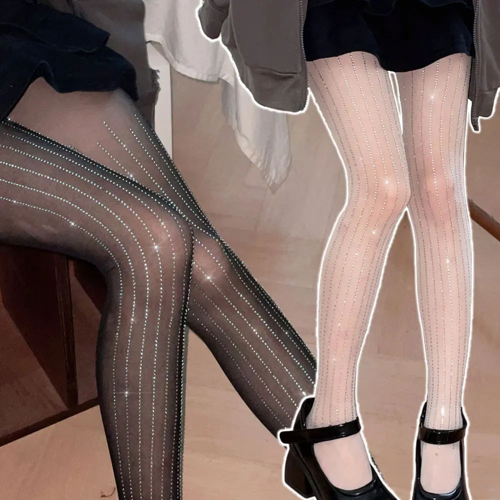 TARUXY Hot Drill Pantyhose Women Mesh Bodycon See Through Sexy Stockings Hot Girls Clubwear Women's Socks Fishnet Stockings 2023