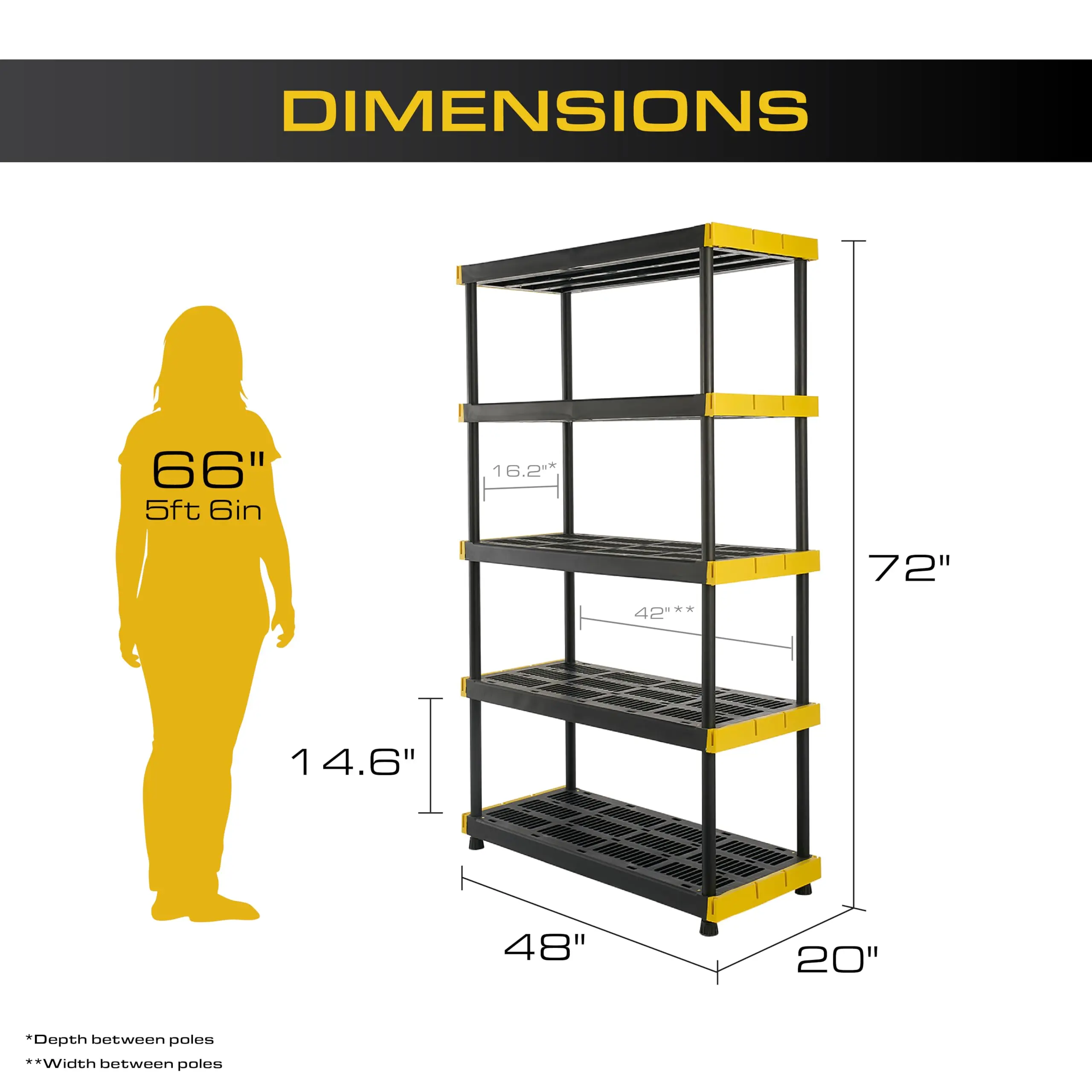 5-Tier Heavy Duty Plastic Storage Shelves for Garage Organization