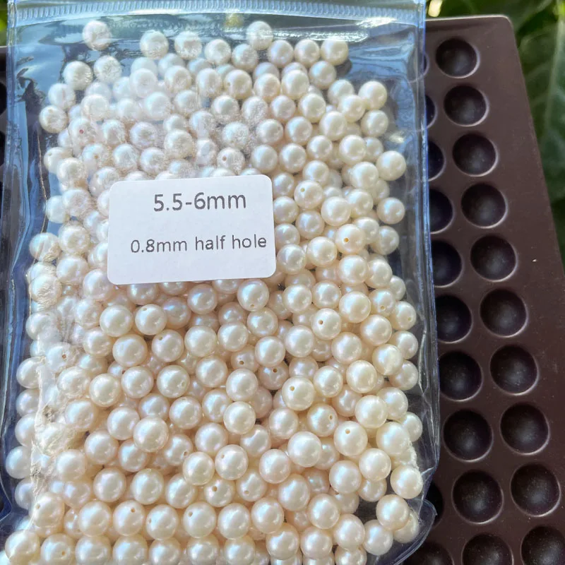 Round 2-10mm Half Hole Loose Beads Pearl 3A Natural Freshwater Cultured Pearls for Jewelry Making Necklace Earring Accessories