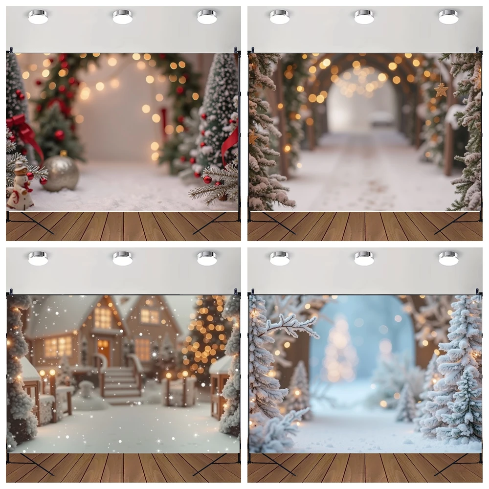 

MOON.QG Fairy Christmas Background Arch Trees Bokeh Backdrops For Photography Photo Studio Birthday Portrait Child Studio Photo