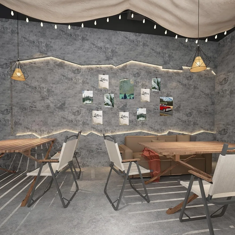 ورق جدران قابل للتقشير واللصق بتقنية الخرسانة الزرقاء الحديثة - ملصقات حائط على طراز الأسمنت الصناعي واسعة للغاية للاستخدام الداخلي الريفي