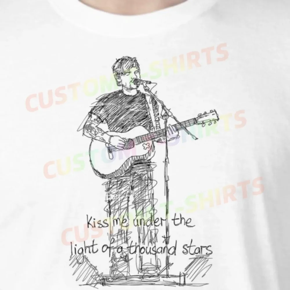 

235 77_Ed_Sheeran Fans' comic-style hand-drawn pattern T-shirts for both men and women in summer