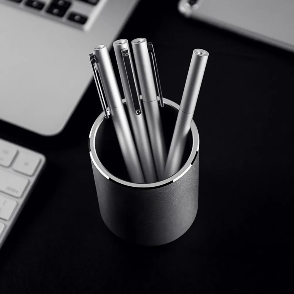 Aluminium Alloy Pen Holder Silver Scratch Resistant Desktop Pencil Organizer Brush Pot Stationery Container Pencil Container