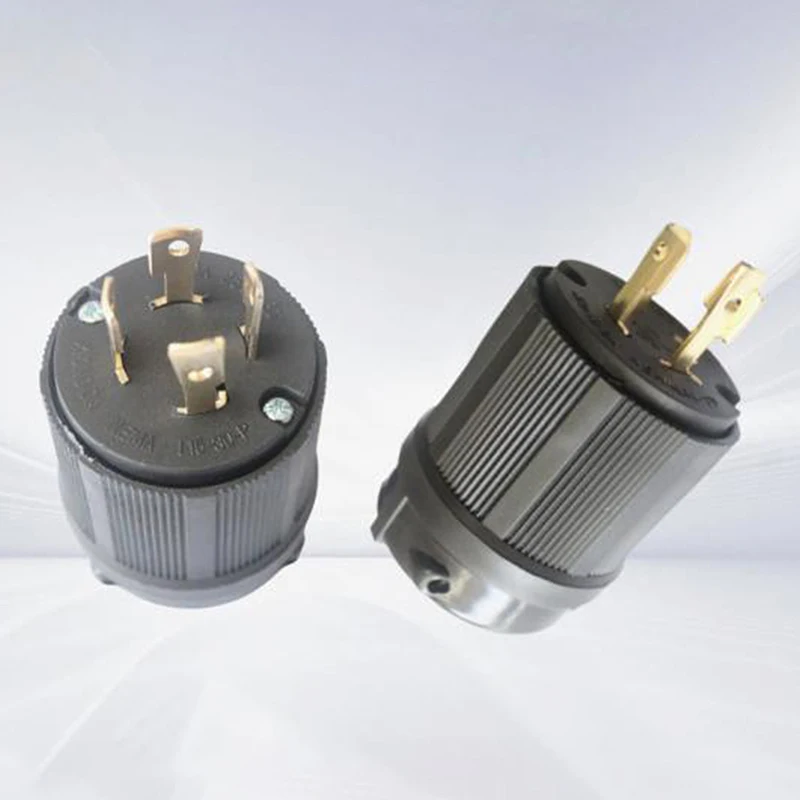 1Pc US Black 30A NEMA L15-30P L15-30R Locked Industry Power Converter Plug Generator Inline Wiring Connector Receptacle
