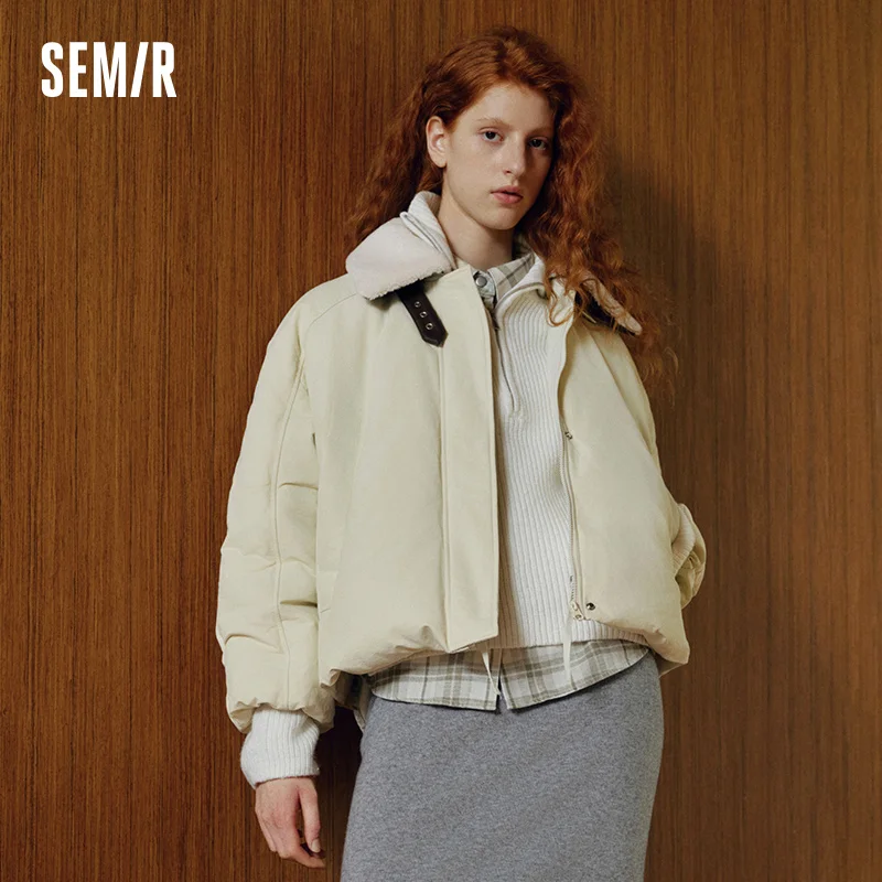 Semir Down Jacket Women Raglan Sleeve Removable Fur Collar 2025 New Winter Oversize Bud-Style Retro Outerwear Women's Clothing