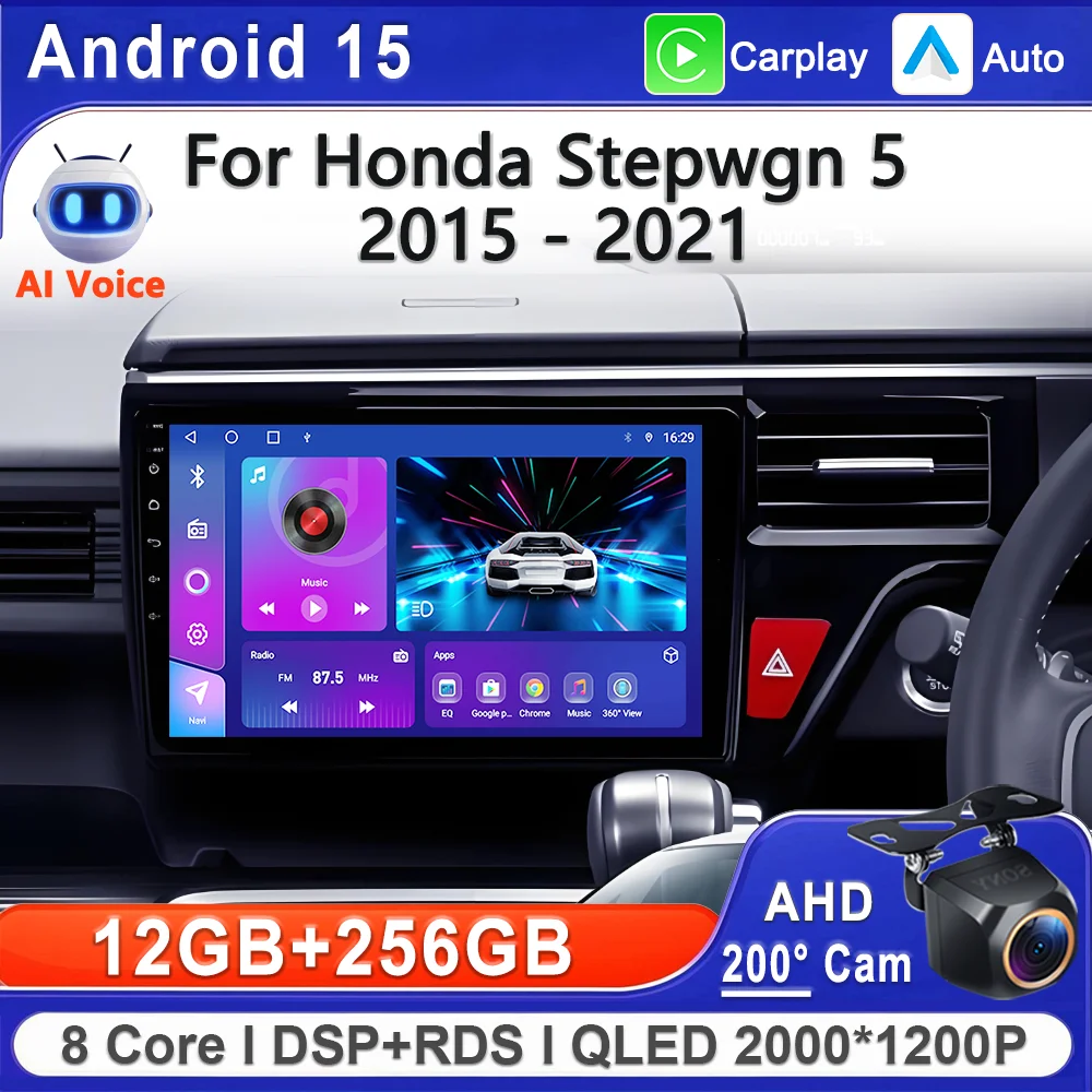 

Android 15 2K Incell Screen Multimedia For Honda Stepwgn 5 2015 - 2021 Stereo Head Unit GPS Navigation High-performance CPU DVD