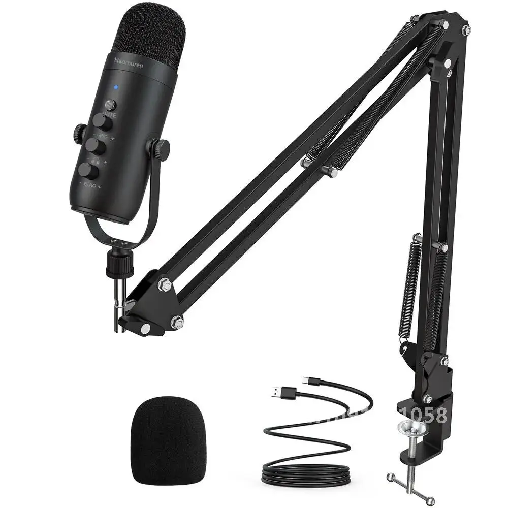 

Professional USB Streaming Podcast PC Microphone Studio Cardioid Condenser Mic Kit with Boom Arm For Recording Twitch YouTube