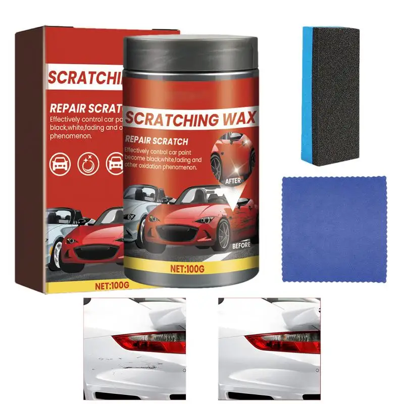 Scratch Repair Wax For Car Gentle Car Scratch Remover Car Polishes & Waxes Safe For All Paints Includes Cloth & Sponge Easy