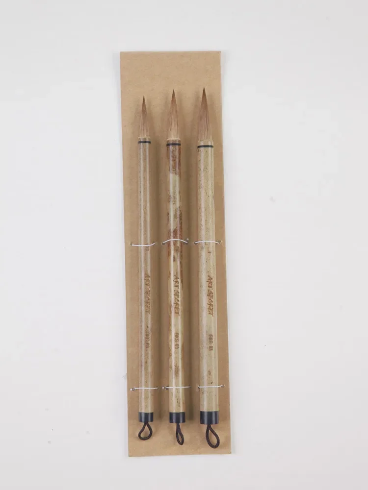 3PC ArtSecret High Grade Calligraphy Watercolor Brush Hair Kolinsky Bamboo Handle Chinese Painting /Set BKG-03