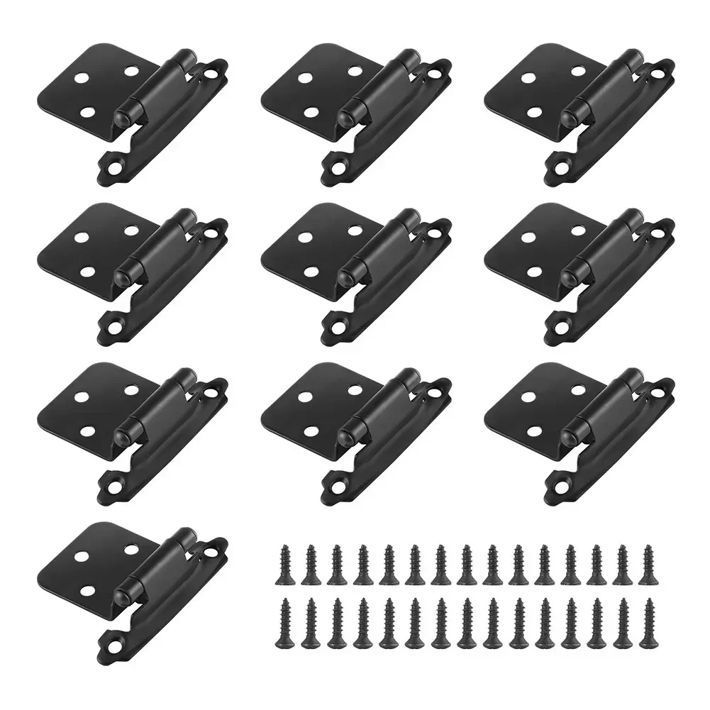 10pcs Self Closing Overlay Flush Cabinet Hinge Heavy Duty Door Cupboard Hinges For Household Decor Hardware